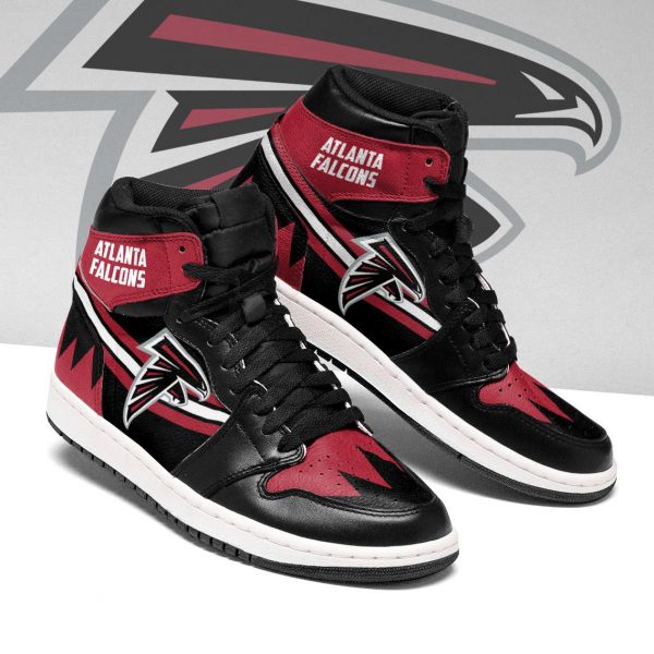 Women's Atlanta Falcons High Top Leather AJ1 Sneakers 004